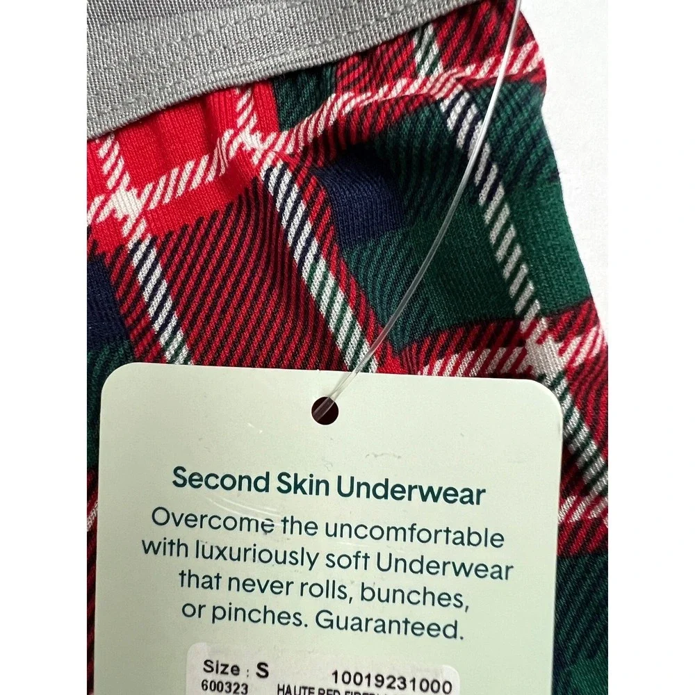 Tommy John Mens Boxer Brief Size Small Christmas Second Skin Haute Plaid Long C6